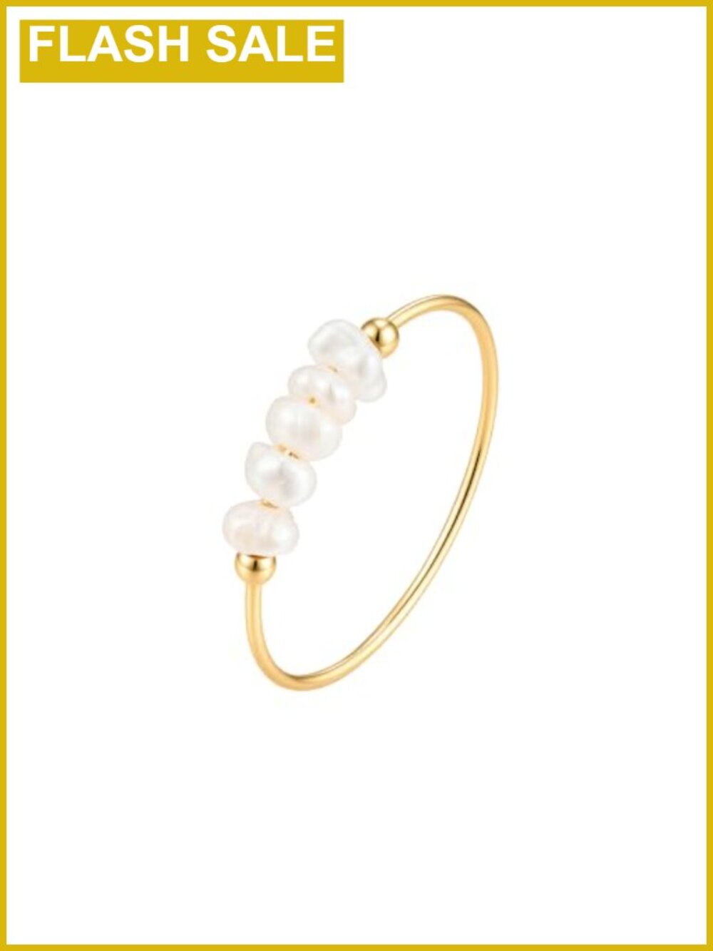 18K Gold Plated Stainless Steel Baroque Pearl Ring Stackable
